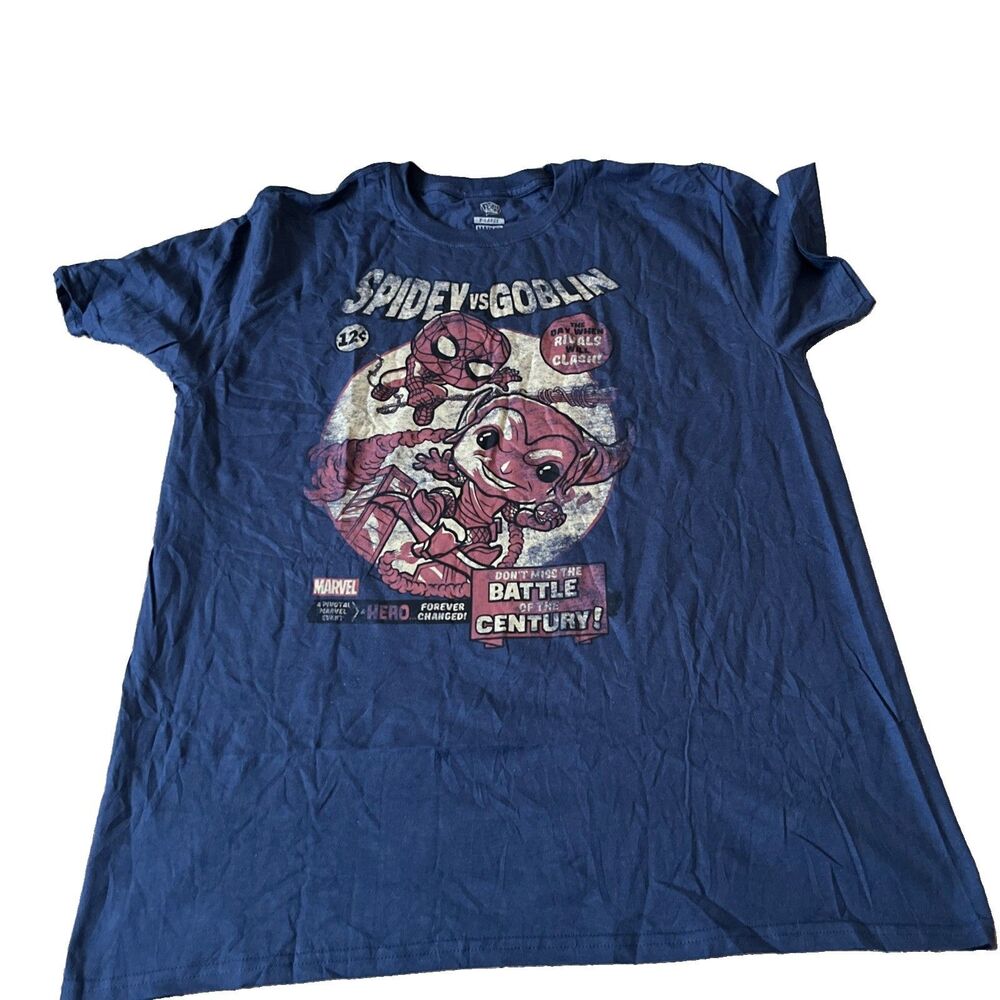 Funko Pop! Marvel Spiderman vs Goblin Distressed Graphic Men's Tshirt Sz X-LARGE